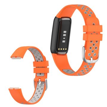 15,4 mm Fitbit Luxe bi-color siliconenn horlogeband - Oranje/Grijs