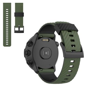 24mm siliconenn horlogeband met dubbel kleurpatroon voor Suunto - Legergroen / Zwart